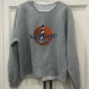 OUTER BANKS cropped sweatshirt. Women’s large. Lighthouse.  Gray
